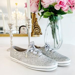 Kate Spade glitter Keds Champion, silver glitter, New without box, size 7
